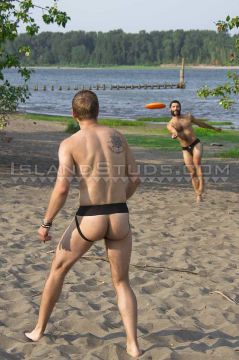 IslandStuds Beard hairy chest outdoor gay sex Oregon jocks uncut Andre furry cock Mark mutual jerk off 004 gallery video photo - Bearded totally hairy outdoor Oregon jocks uncut Andre and furry cock Mark in hot duo action