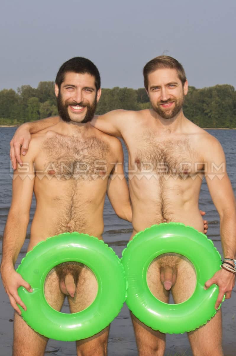 IslandStuds Beard hairy chest outdoor gay sex Oregon jocks uncut Andre furry cock Mark mutual jerk off 015 gallery video photo - Bearded totally hairy outdoor Oregon jocks uncut Andre and furry cock Mark in hot duo action