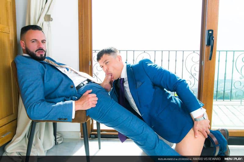 Play Suit Fetish - Men at Play dress suit sex hottie bearded muscle man Leo Rosso bare fucks  horny young hunk Ruslan Angelo's hot hole â€“ Gay Porn Review