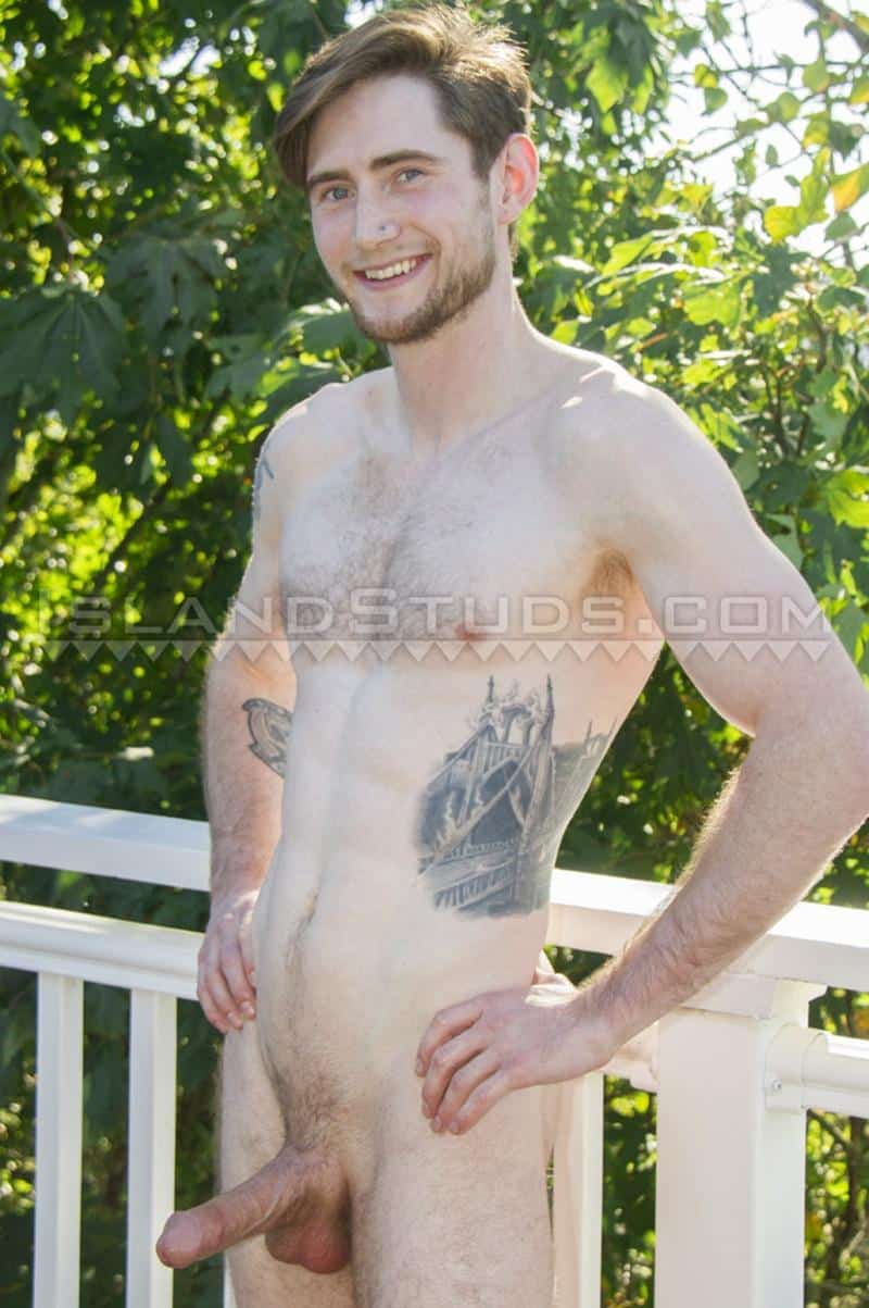 Island Studs Dorian strips naked outdoors pissing then wanking out a huge cum load 0 gay porn image - Island Studs Dorian strips naked outdoors pissing then wanking out a huge cum load